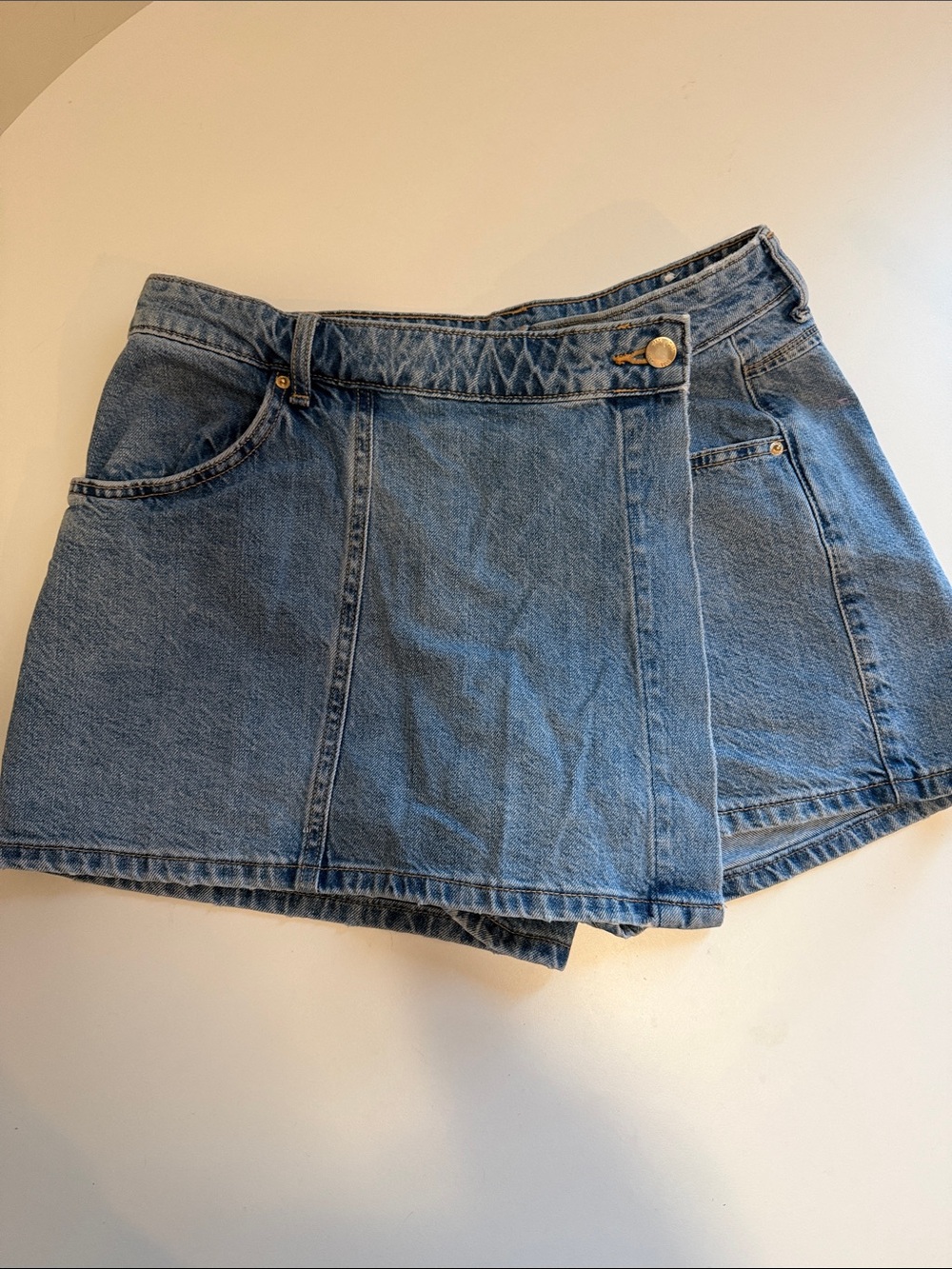 Zara Light Blue Denim Wrap Mini Skort